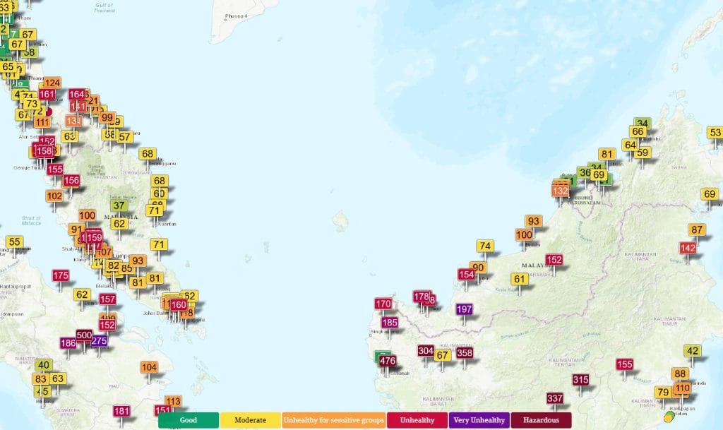 unhealthy API readings Malaysia Sri Aman