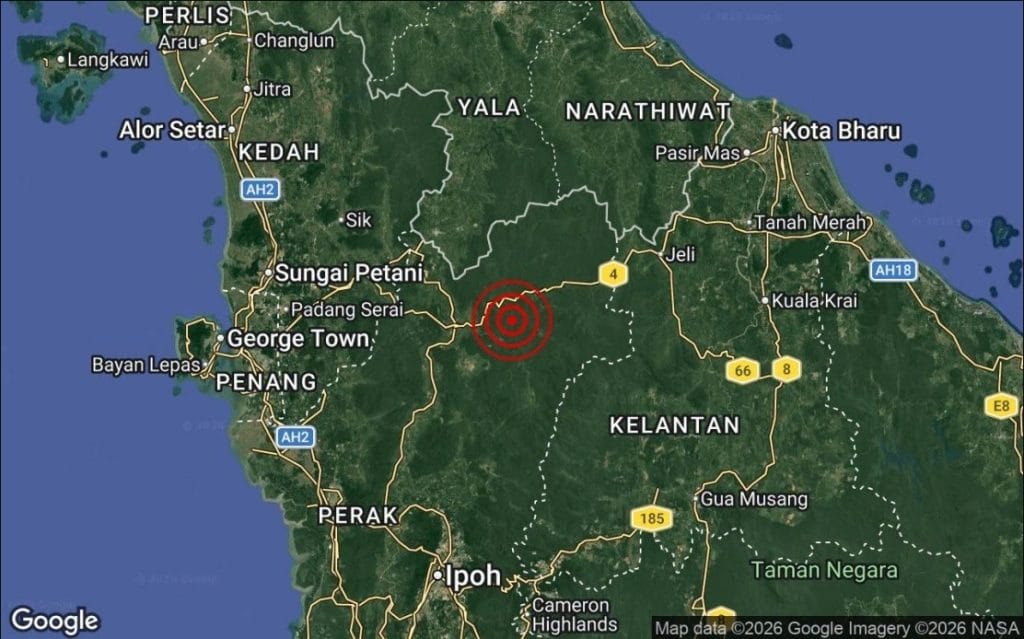 weak earthquake Temenggor Gerik Perak