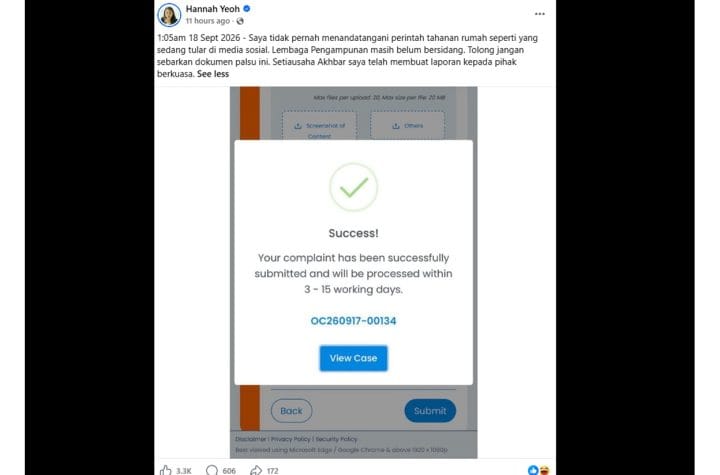 Hannah Yeoh fake house arrest order