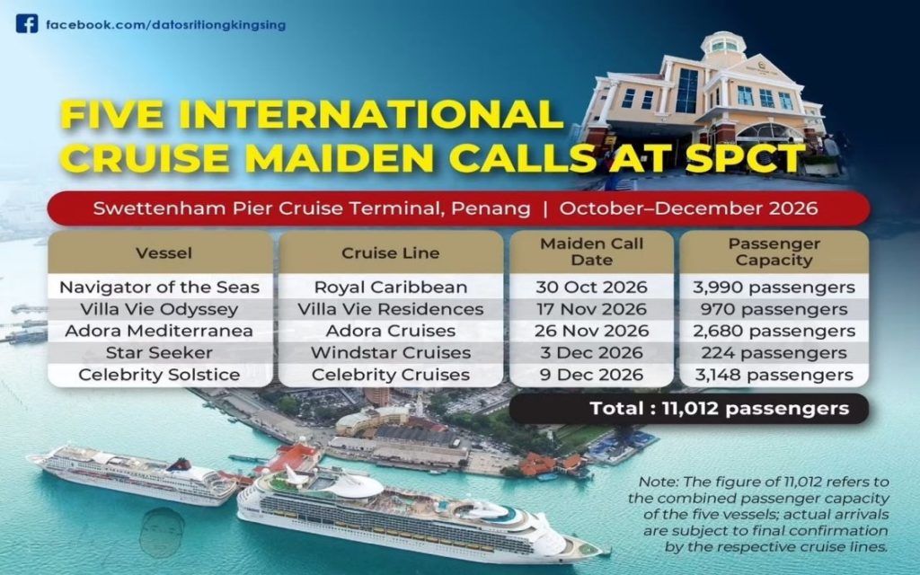 five international cruise ships maiden calls Penang SPCT