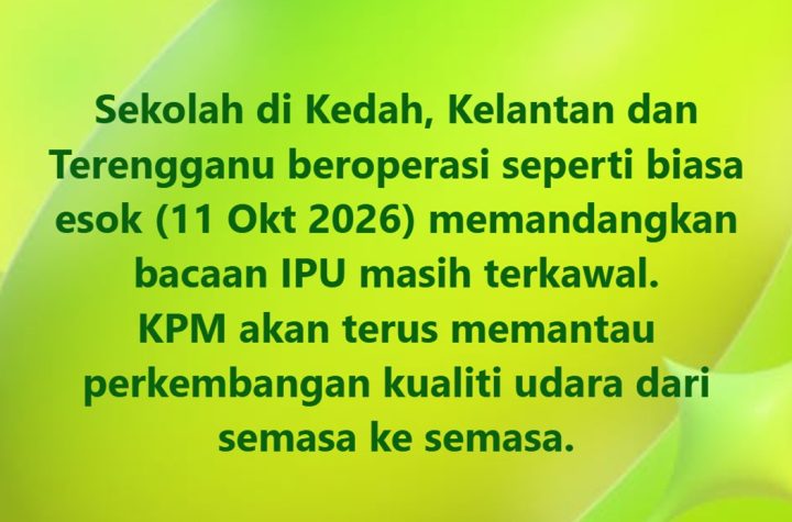 Kedah Kelantan Terengganu schools open haze API